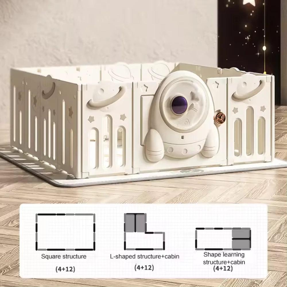 3D Astronaut Design Playpen with Tent 14+2 - KiwiBargain