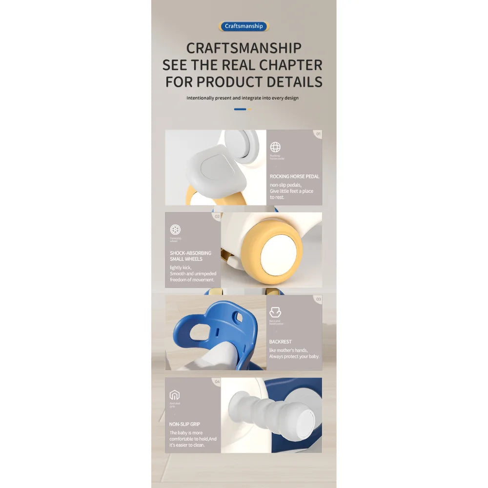 3 in 1 multifunctional Kids Rocking Horse with mat