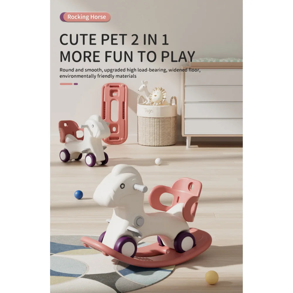3 in 1 multifunctional Kids Rocking Horse with mat