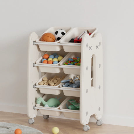 4-Tier Kids Toy Storage Organizer with 8 Bins-kiwibargain.co.nz