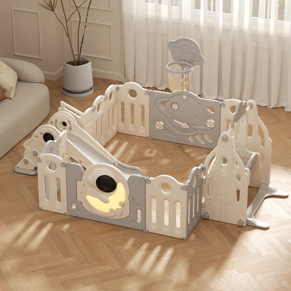 Astronaut Kids Playpen Set - Swing, Slide & Basketball Hoop-kiwibargain.co.nz