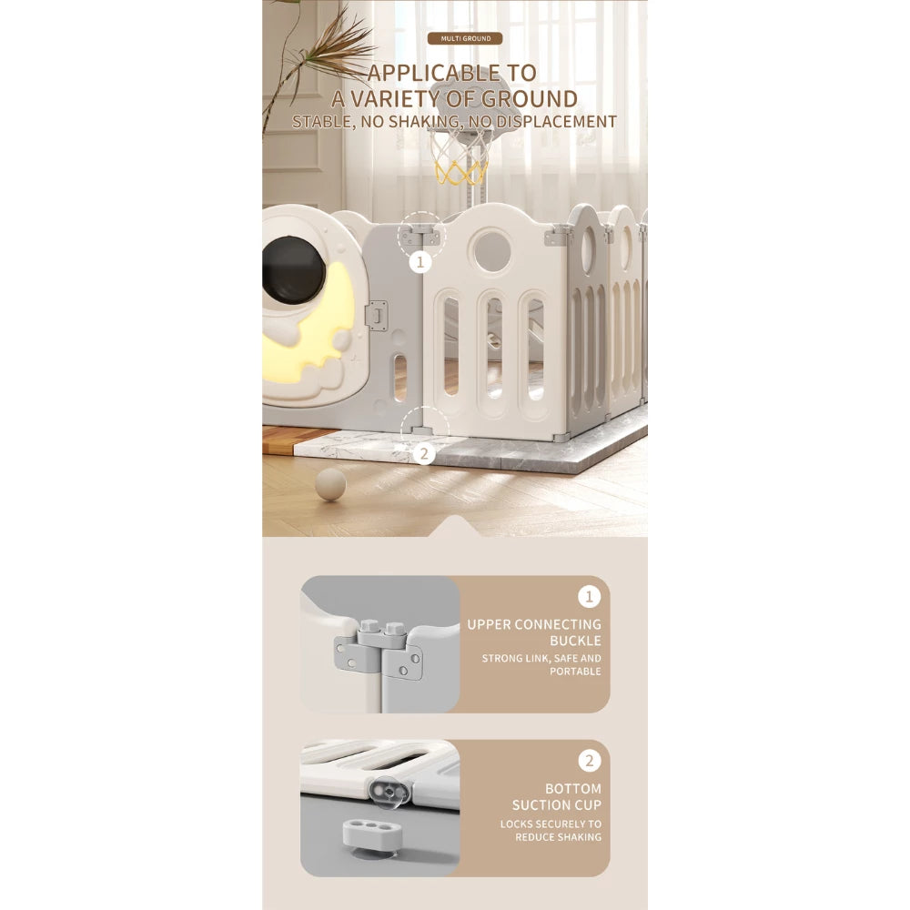 Astronaut Kids Playpen Set - Swing, Slide & Basketball Hoop