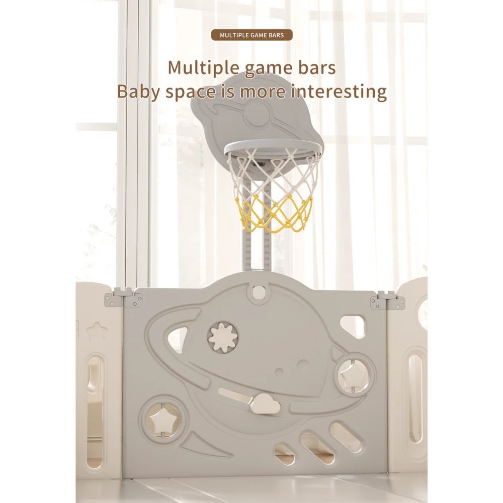 Astronaut Kids Playpen Set Large - Swing, Slide & Basketball Hoop