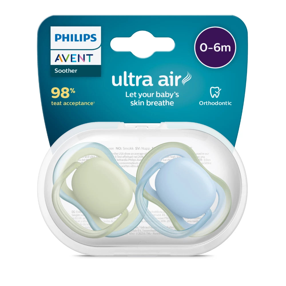 Avent Soother Ultra Air Plain 0-6m 2pk-kiwibargain.co.nz