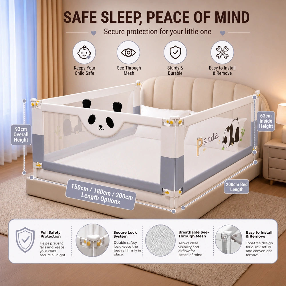 Baby Safety Bed Rail Guard - Adjustable Protection For Toddlers