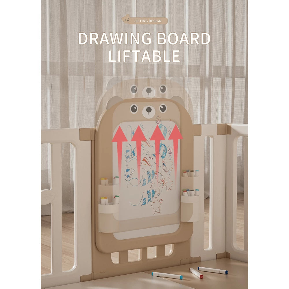 Bear Enclosure Kids Large Playpen Set 13pcs-Slide, Swing, Basketball Hoop & more