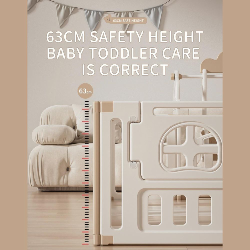 Bear Enclosure Kids Large Playpen Set 17pcs-slide, Swing, Basketball Hoop & More