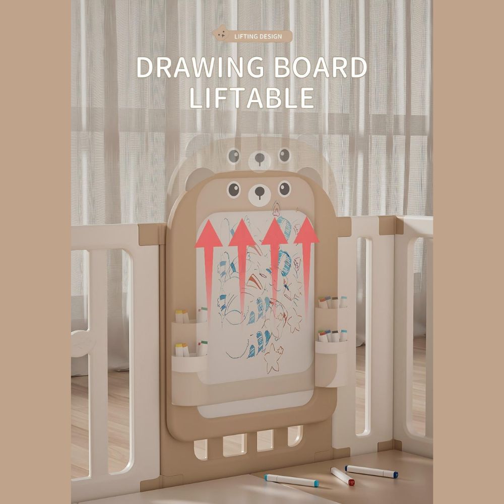 Bear Enclosure Kids Large Playpen Set 17pcs-slide, Swing, Basketball Hoop & More