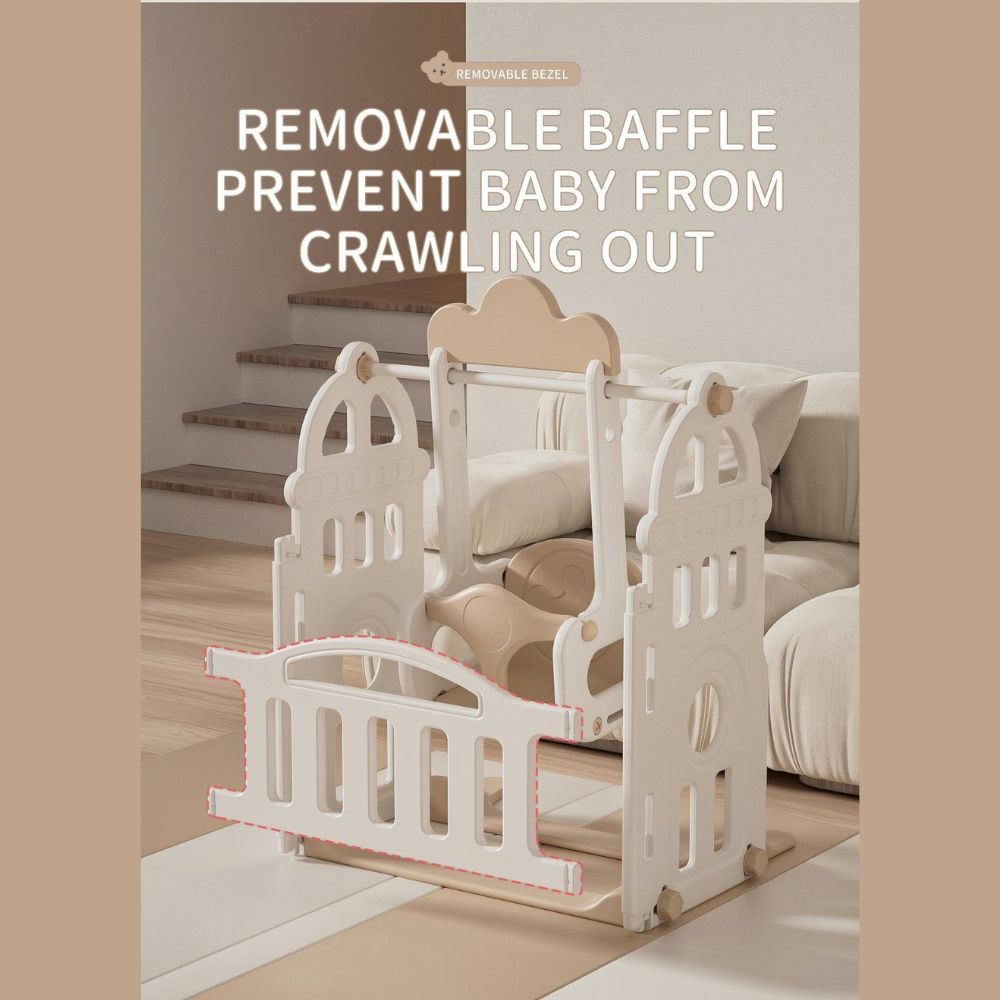 Bear Enclosure Kids Large Playpen Set 17pcs-slide, Swing, Basketball Hoop & More