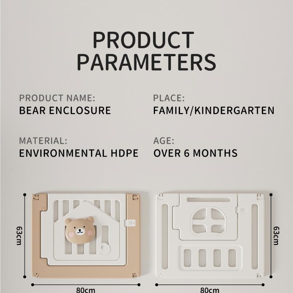 Bear Enclosure Kids Large Playpen Set 17pcs-slide, Swing, Basketball Hoop & More