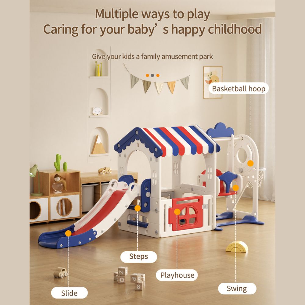 Dream Game House with Swing & Slide - Kids Indoor Playhouse