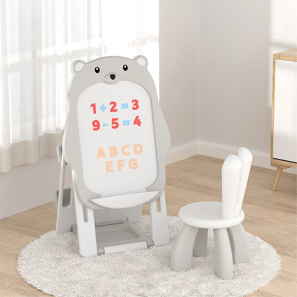 Kids Magnetic Drawing Board with Bookshelf and Chair-kiwibargain.co.nz