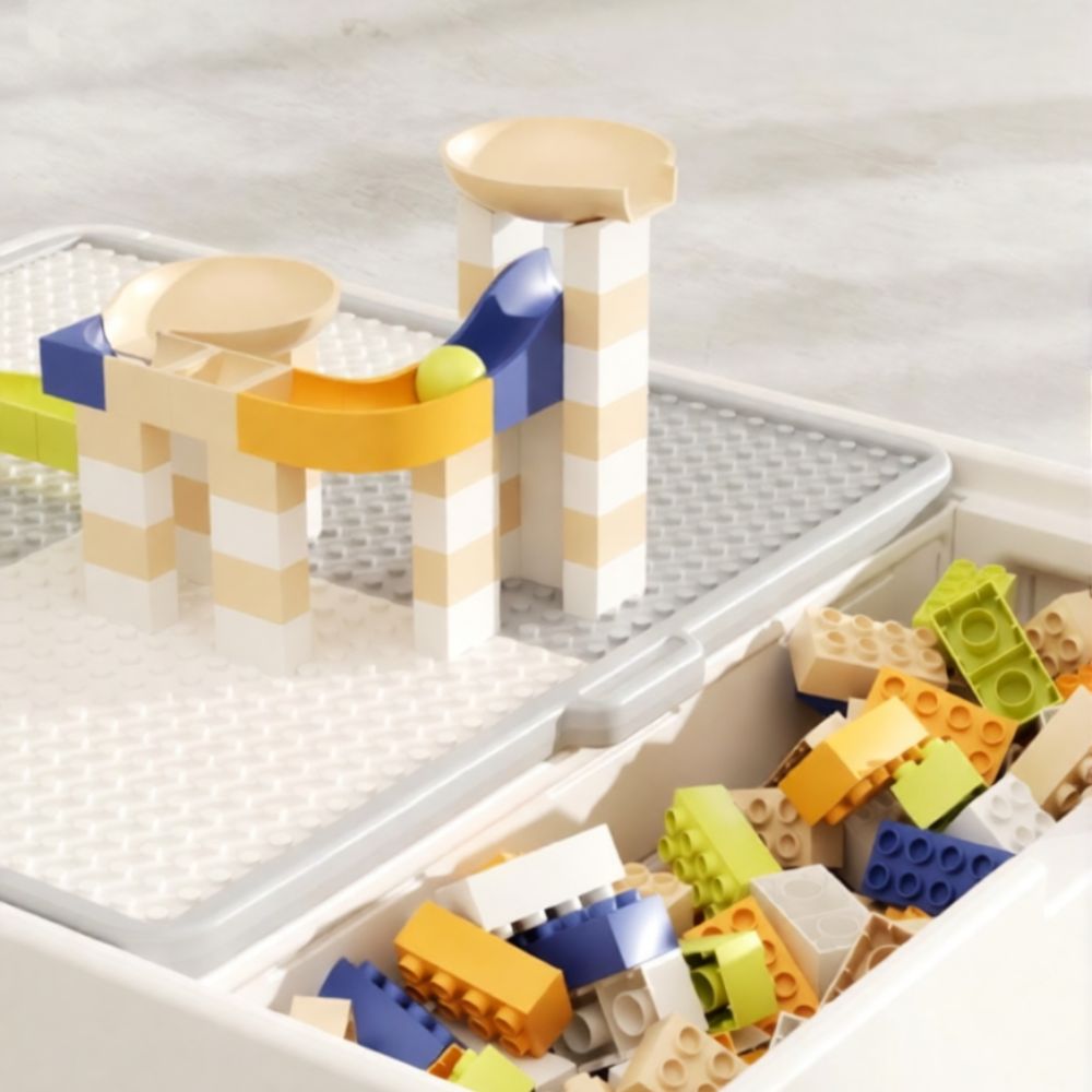 Kids Multifunction Activity Table with 2 Chairs & Building Blocks