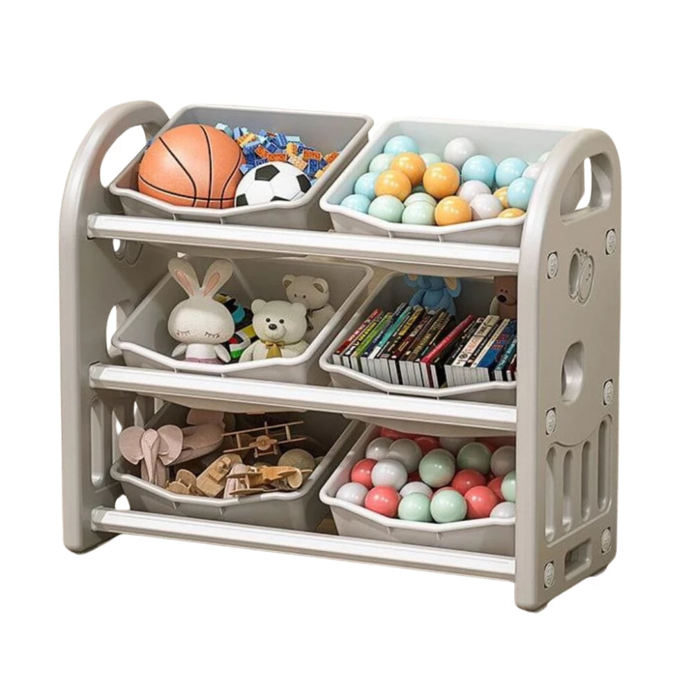 Kids Toy Storage Rack with 6 Bins-kiwibargain.co.nz