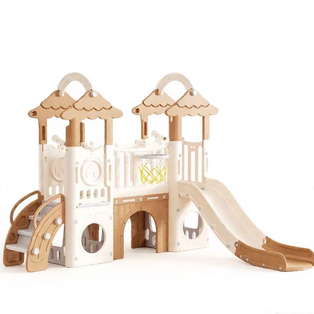 Tree House Kids Indoor Double Slide with 2 Telescopes - Enclosed Play Set