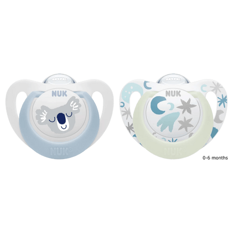 NUK Star Day & Night Silicone Soother - 2Pk - 0-36 Months - KiwiBargain