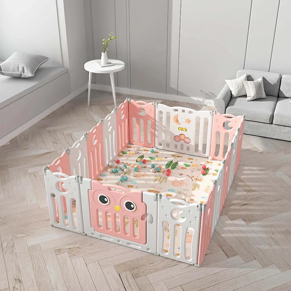 Baby Playpen with Owl design & Game Panel - 16pcs - KiwiBargain