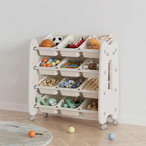 4-Tier Kids Toy Storage Organizer with 12 Bins-kiwibargain.co.nz