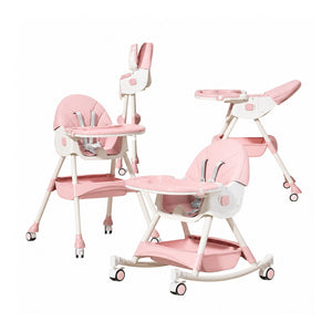 4-in-1 convertible baby high chair in pink