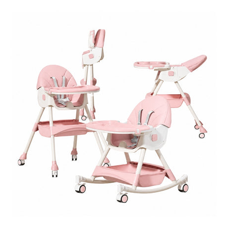 4-in-1 convertible baby high chair in pink
