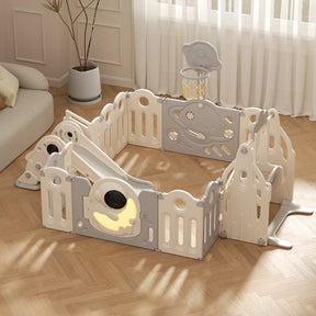 Astronaut Kids Playpen Set - Swing, Slide & Basketball Hoop-kiwibargain.co.nz