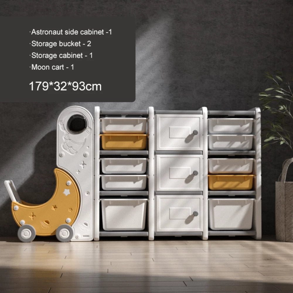 Astronaut Kids Toy Storage Rack with Moon Cart