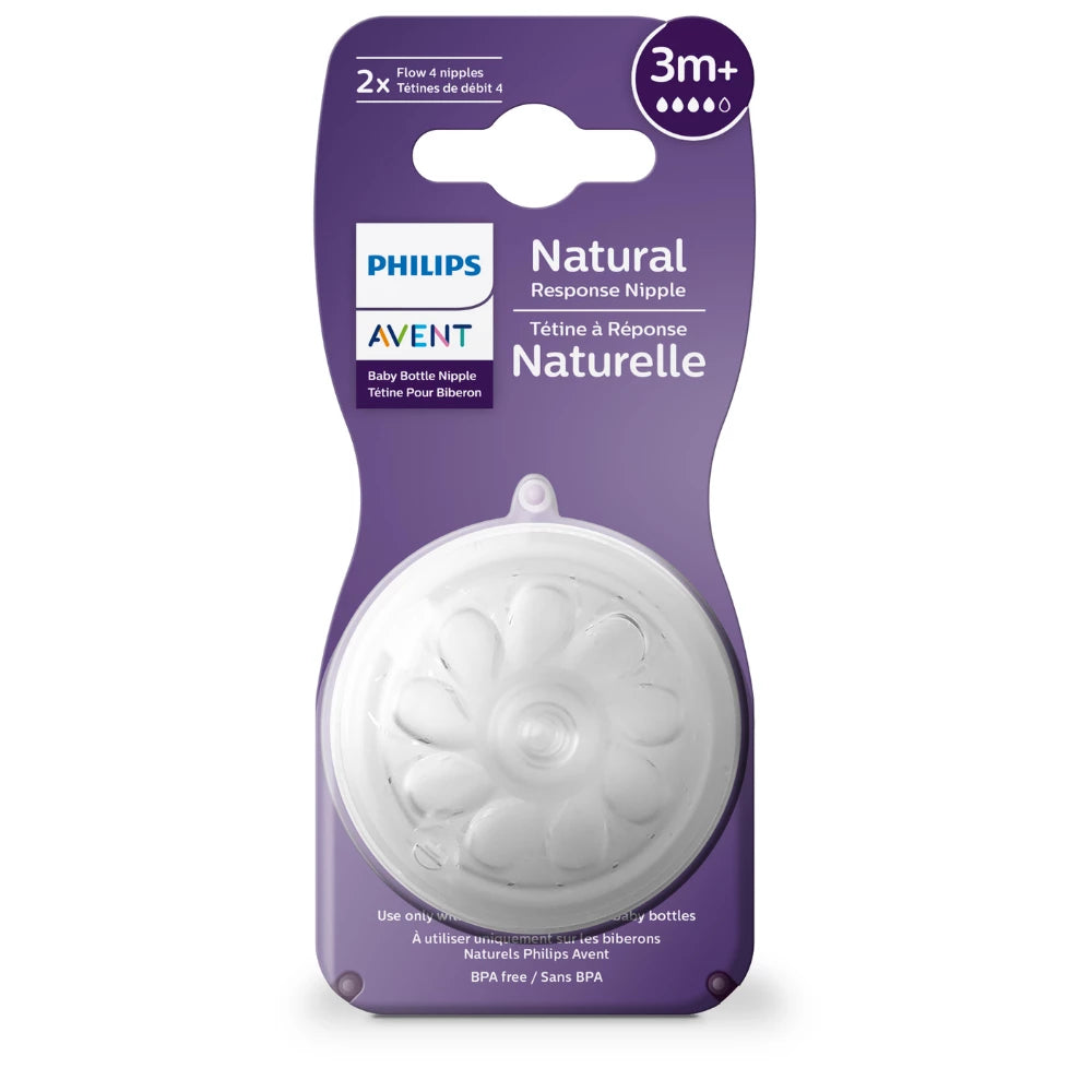 Avent Natural Response Teat 3m+ Flow-4 2pk-kiwibargain.co.nz