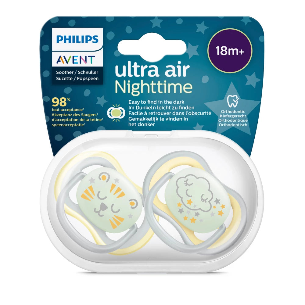 Avent Soother Ultra Air Night 18m+ 2pk-kiwibargain.co.nz