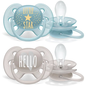 Avent Soother Ultra Soft Deco 6-18m 2pk - front - KiwiBargain NZ
