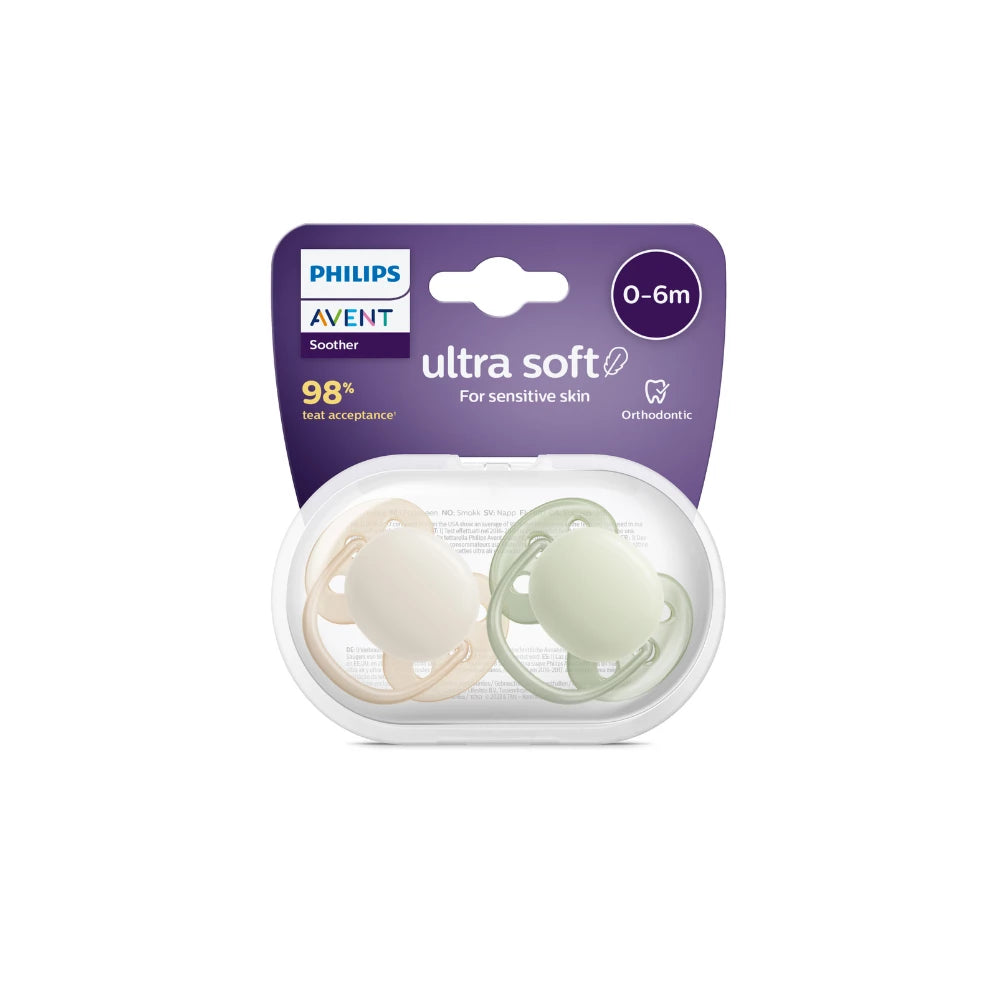 Avent Soother Ultra Soft Plain 0-6m 2pk