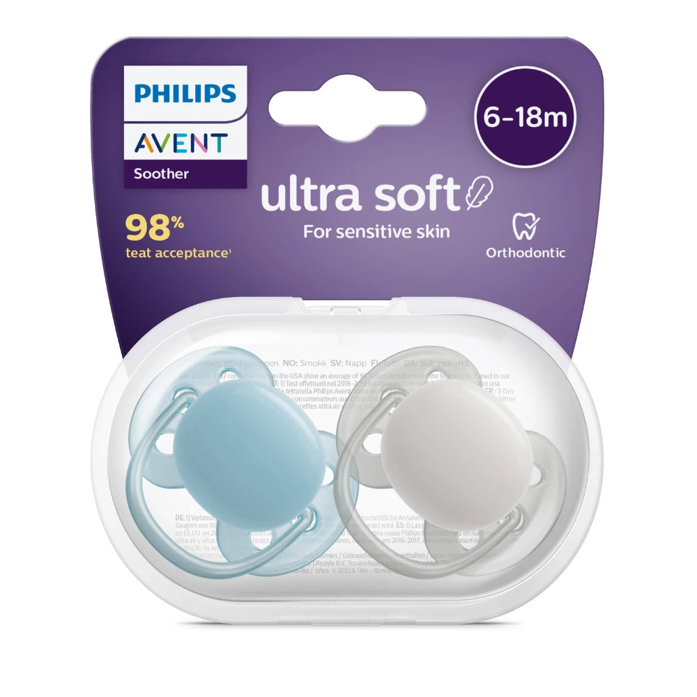 Avent Soother Ultra Soft Plain 6-18m 2pk-kiwibargain.co.nz