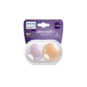 Avent Soother Ultra Soft Plain 6-18m 2pk