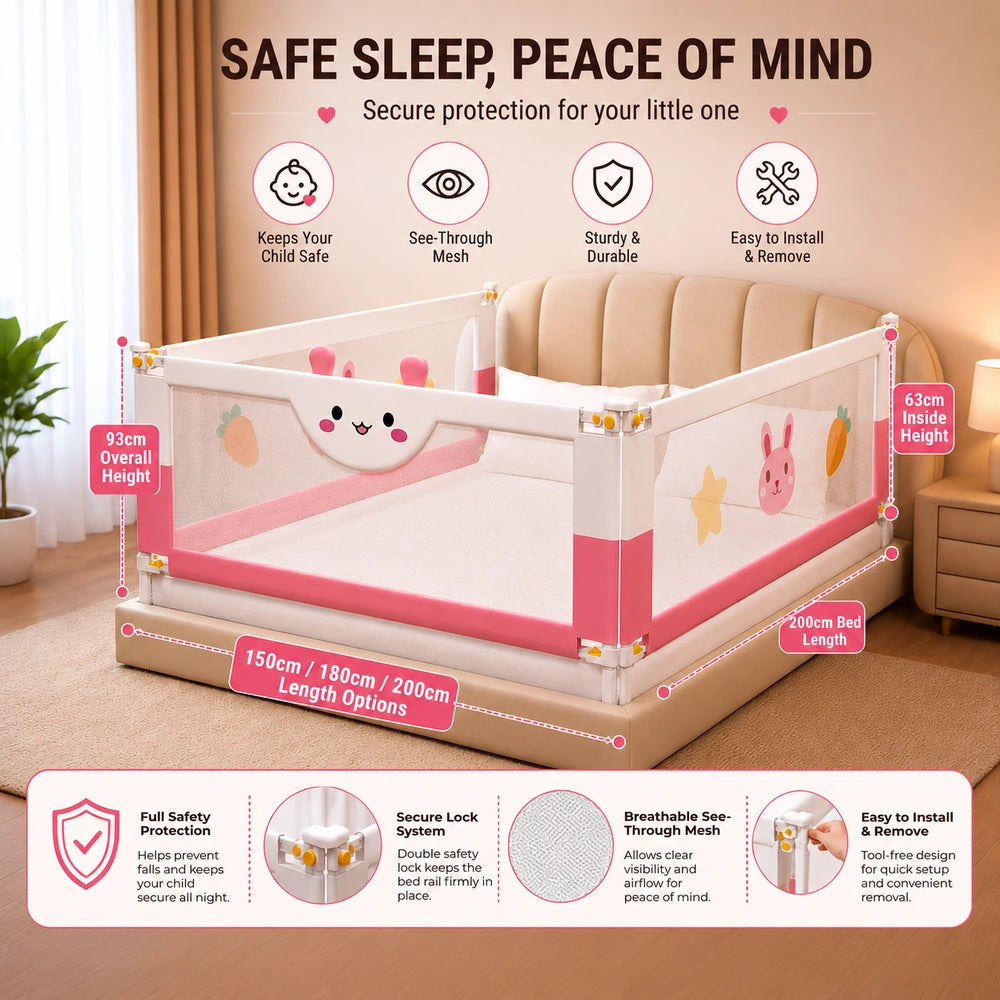 Baby Safety Bed Rail Guard - Adjustable Protection For Toddlers