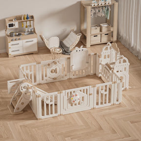 Bear Enclosure Kids Large Playpen Set 13pcs-Slide, Swing, Basketball Hoop & more-kiwibargain.co.nz
