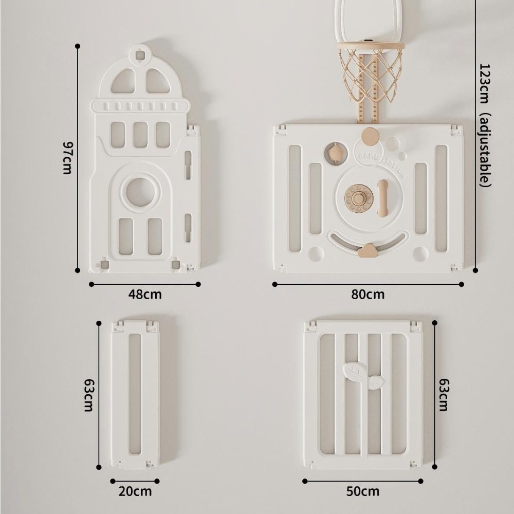 Bear Enclosure Kids Large Playpen Set 17pcs-slide, Swing, Basketball Hoop & More