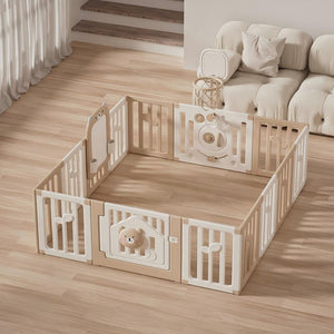 Bear Enclosure Kids Playpen With Basketball Hoop & Drawing Board 14pcs