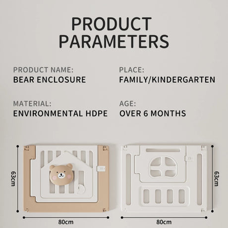 Bear Enclosure Kids Playpen with Basketball Hoop 16+2