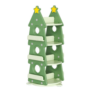 Christmas Tree Rotating Kids Bookshelf with Six Storage Panels