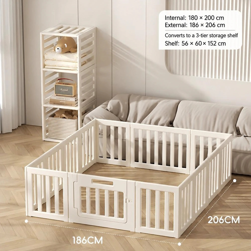 Convertible Three Tier Kids Storage Shelf and Playpen – 150 or 180
