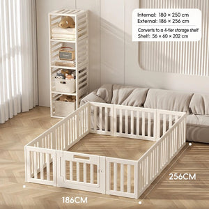 Convertible Three Tier Kids Storage Shelf and Playpen – 150 or 180