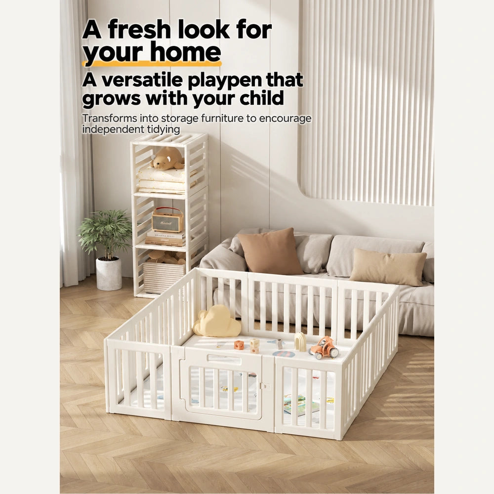 Convertible Three Tier Kids Storage Shelf and Playpen – 150 or 180