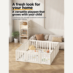 Convertible Three Tier Kids Storage Shelf and Playpen – 150 or 180