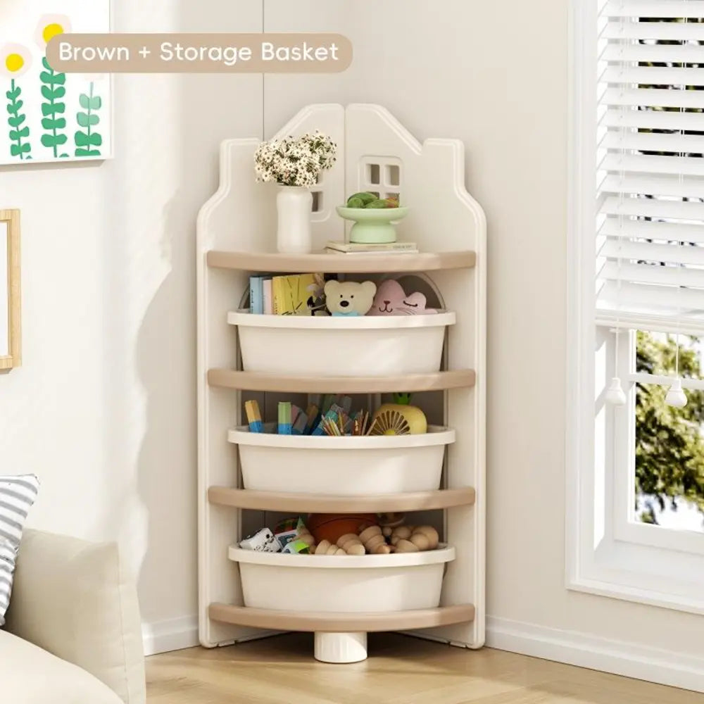 House Shaped Kids Corner Shelf with Three Storage Boxes