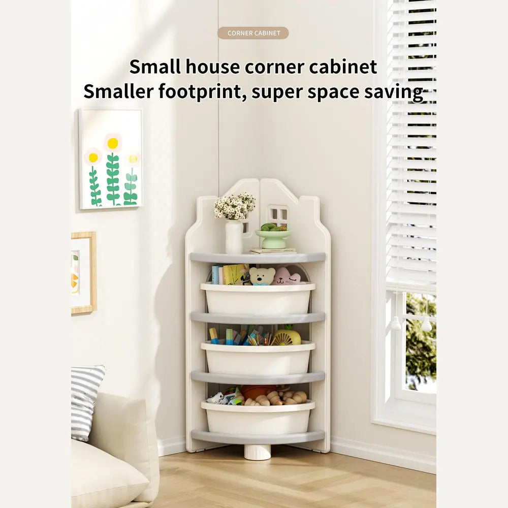 House Shaped Kids Corner Shelf with Three Storage Boxes