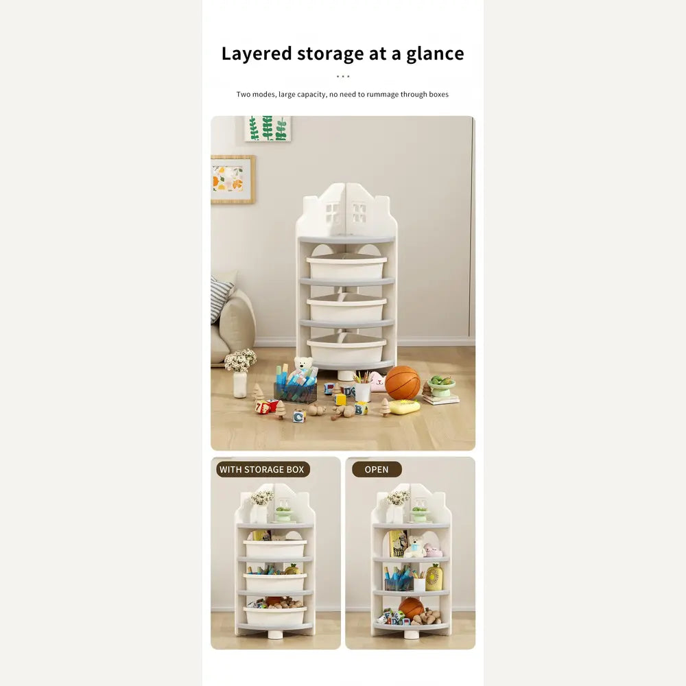 House Shaped Kids Corner Shelf with Three Storage Boxes
