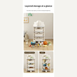 House Shaped Kids Corner Shelf with Three Storage Boxes