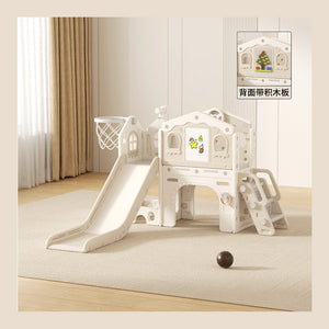 Kids House Slide Activity Playset with Basketball Hoop and Telescope