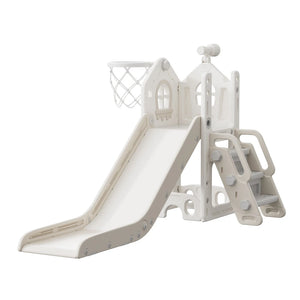 Kids House Slide with Basketball Hoop and Telescope