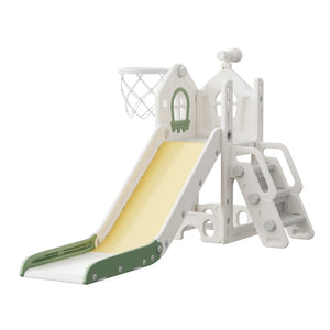 Kids House Slide with Basketball Hoop and Telescope
