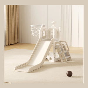 Kids House Slide with Basketball Hoop and Telescope